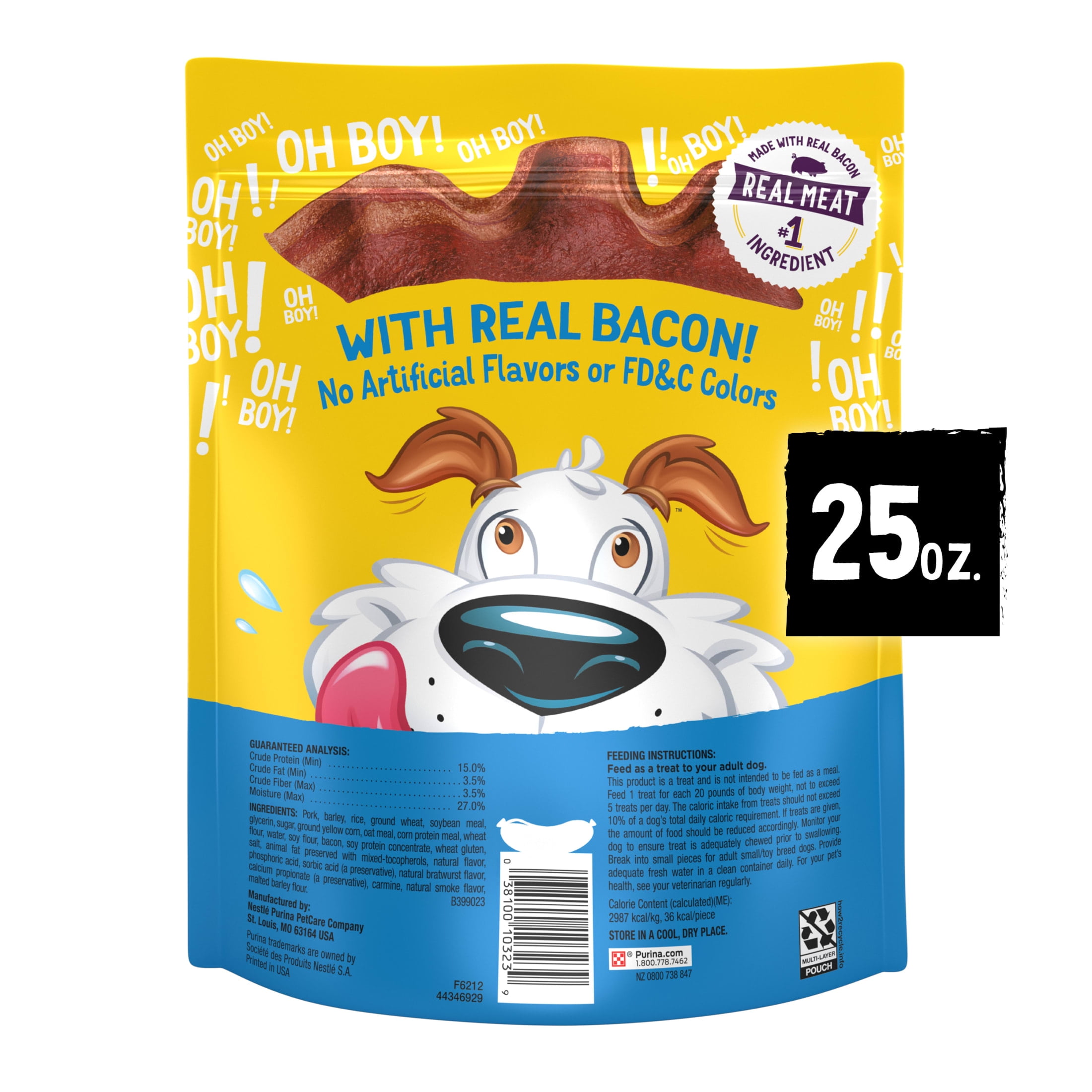 Purina Beggin' Strips Dog Treats with Real Bacon & Bratwurst Flavors Tender Chews, 25 oz Pouch