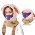 thumbnail image 2 of Splozh Scarf for Girls Children Multifunctional Windproof Warm Wool Winter Hat Scarf Integrated Warmth Pink,One Size, 2 of 3