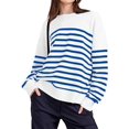 thumbnail image 2 of Sweatshirts for Women Crewneck Long Sleeve Striped Tops Lightweight Fashion 2024, 2 of 4