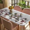 thumbnail image 3 of Grey Christmas Table Cloths for 3 Foot Rectangle Tables, Snowman Snowflake Winter Birds Patio Waterproof Elastic Fitted Tablecloths, Washable Rectangular Table Cover for Camping, 3 of 8