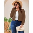 thumbnail image 3 of SHOWMALL Women's Plus Size Cropped Cardigan Long Sleeve Button Down Sweater Casual Knit Tops Shrugs, 3 of 8