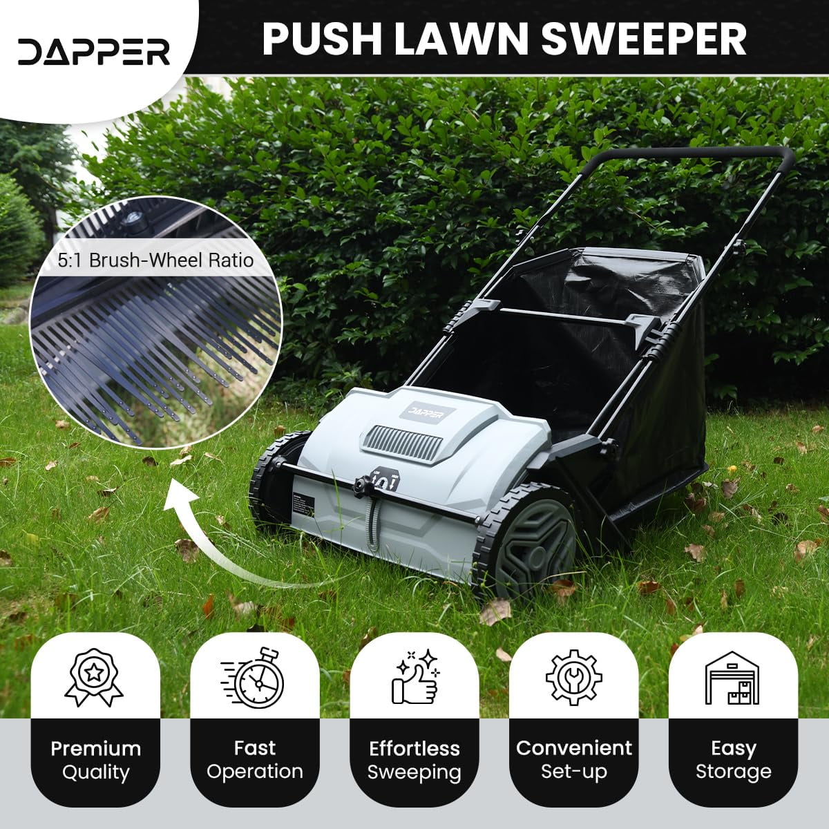 Dapper Supply   DP-FS1104  Dapper Supply DP-FS1104 21-INCH Hand Push Lawn Sweeper