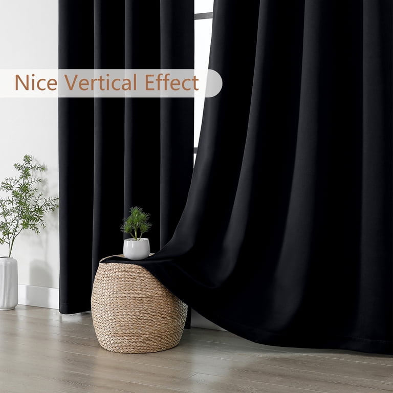 Kalme Blackout Curtains 2-Pack, 40x63 Inches, Black photo 5