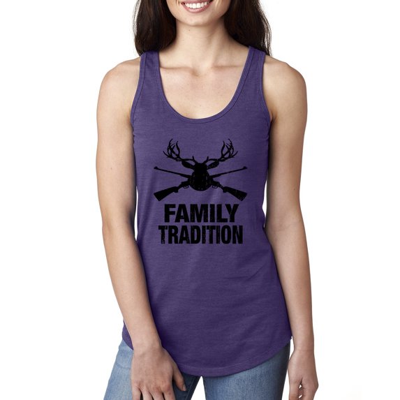 Wild Bobby, Family Tradition Buck Hunting, Hunting, Women Racerback Tank Top, Purple Rush, Medium