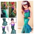 thumbnail image 3 of Little Girls Mermaid Cospaly Dress Hanging Neck Bowknot Fish Tail Mesh Ruffle Hem Dress Fish Scale Pattern, 3 of 8
