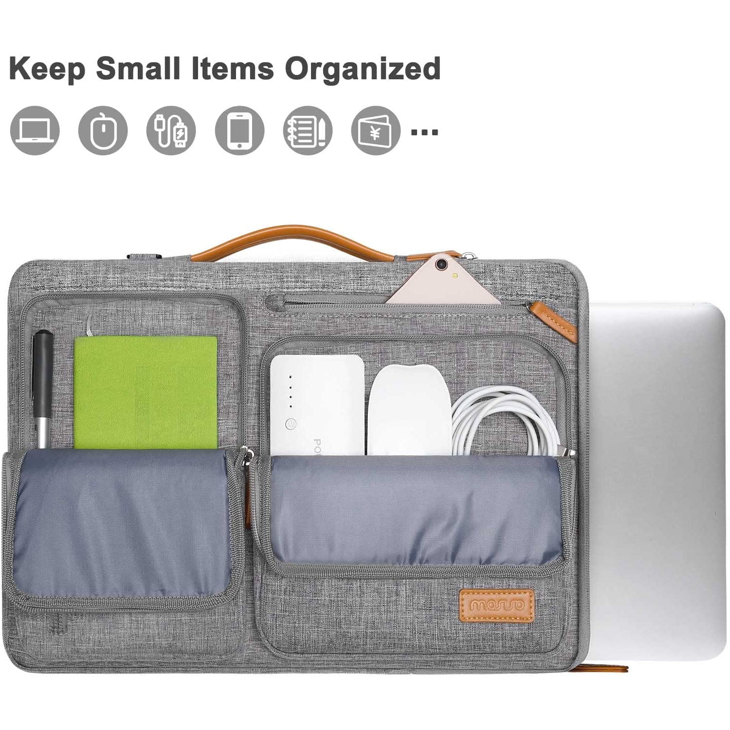 Mosiso 15.6 16 inch Laptop Shoulder Bag Sleeve Case, Compatible with MacBook Air/Pro Lenovo Acer Asus Dell Lenovo HP Samsung Notebook, Computer Bag Briefcase,Gray