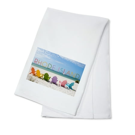 Rhode Island - Colorful Beach Chairs - Lantern Press Photography (100% Cotton Kitchen (Best Rhode Island Beaches For Kids)