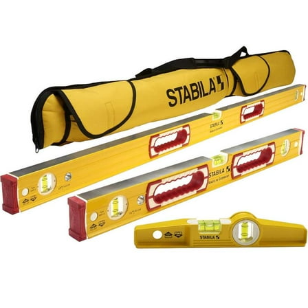 Stabila 48370 Heavy Duty Type 196 Classic Level Set, 3 Levels with Carrying Case
