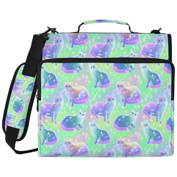ALAZA Zipper Binder Glitter Cute Cats Pattern 2 inch 3 Ring 500 Sheet Capacity Trapper Keeper File Folder Organizer Bag