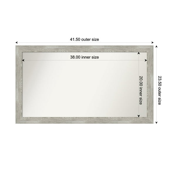 Amanti Art Custom Wall and Bathroom Mirror (23.5 x 41.5 in.), Dove Greywash Narrow Frame