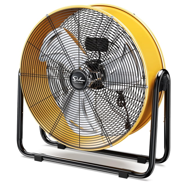 Ventilador de tambor Simple Deluxe de 50 cm, metal pesado, industrial, amarillo
