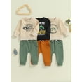 thumbnail image 3 of Elippeo Toddler Boys Fall Outfits 3 6 12 18 24 Months 3 Years Letter Tractor Print Long Sleeve Sweatshirts and Long Pants 2Pcs Clothes Set, 3 of 9