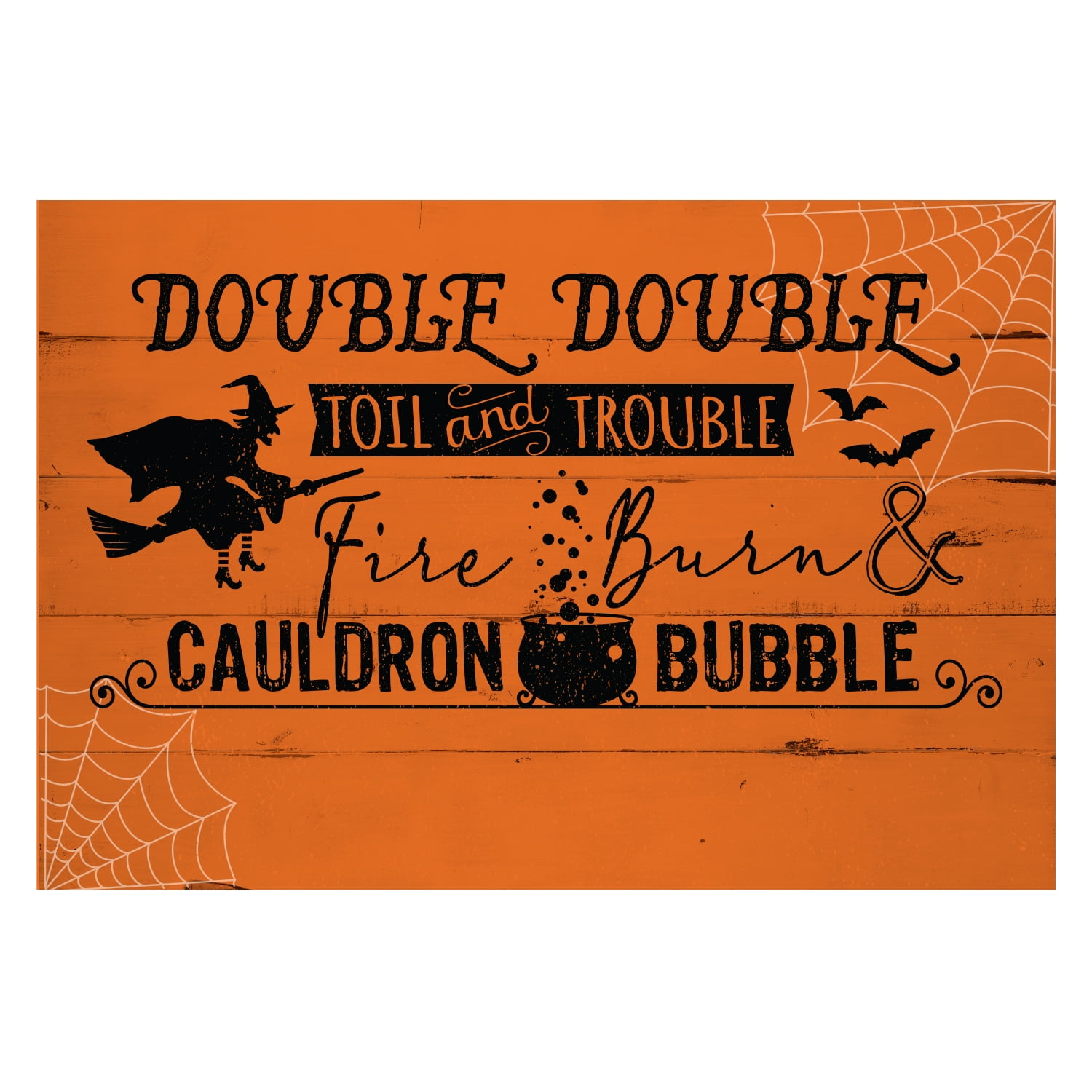 Personalized Planet 27x18 Double Double Toil and Trouble Fire Burn & Cauldron Bubble Halloween Doormat with Custom Name Printed on Orange Rectangular 1/4” Thick Non Slip Mat for Deck or Porch