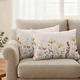 thumbnail image 2 of Yellow Spring Floral Outdoor Waterproof Pillow Covers, Vintage Flowers Farmhouse Decorative Rectangle Throw Pillowcase Sofa Cushion Sham for Patio/Couch/Chair, 20"x12" 2 Pack, 2 of 8