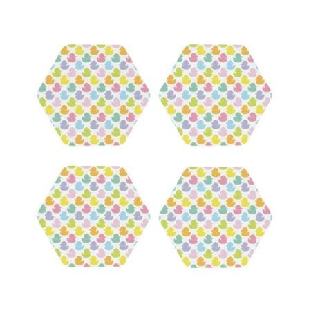 

KLL Drink Coasters Set Hexagon of 4 PU Leather Absorbent Coasters Set Decorative Coffee Cup Coasters Housewarming Gift for Home Decor-Colorful Rubber Duck