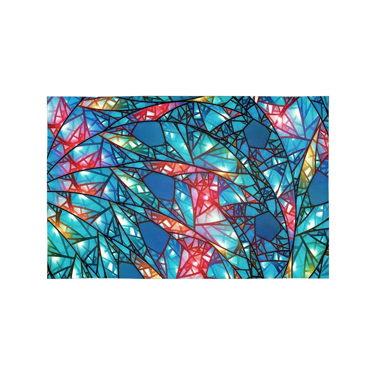 MKHERT Modern Colorful Glowing Stained Glass Abstract Background Placemats Table Mats for Dining