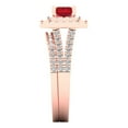 thumbnail image 3 of 3.05ct Brilliant Emerald Cut Ruby 18K Rose Gold Halo Solitaire with Accents Engagement Bridal Wedding Ring Band Set size 7.75, 3 of 7