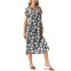 thumbnail image 4 of INSPIRE CHIC Vestido midi floral casual de verano para mujer, con cuello en V, manga corta, holgado y con bolsillos, S Gris Verde, 4 of 6