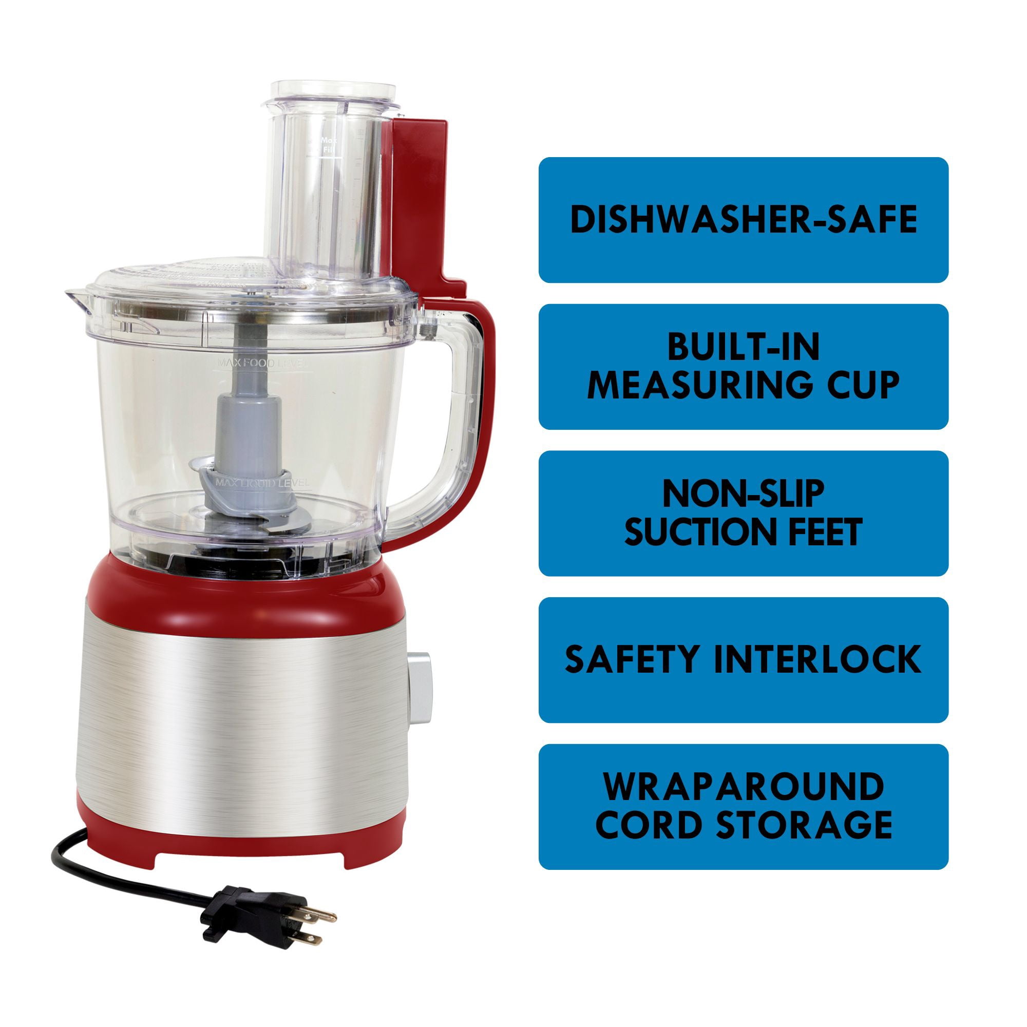 Kenmore 11-Cup Food Processor and Vegetable Chopper, Red and Silver