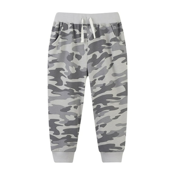 Zwiiyzr Kids Toddler Baby Girls Boys Casual Sweatpants Fall Spring Camo Joggers Cotton Long Pants Trousers Baby Clothes 2-7 Years Gray