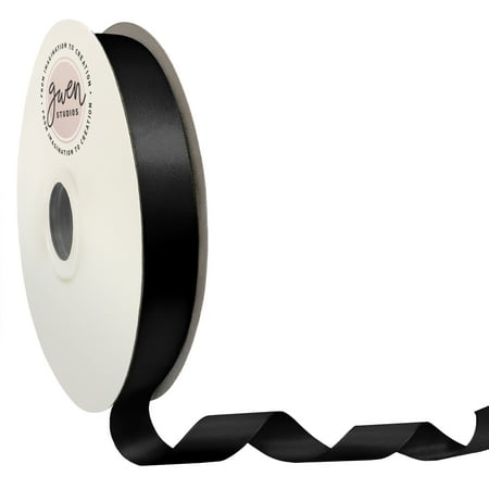 UPC: 0810056347383 | Black Single Face Satin Ribbon  7/8  x 100 Yards by Gwen Studios