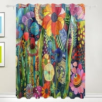 Whimsical Garden Black Out Curtains 72 Inch Length Curtains for Sliding Glass Doors Bedroom Living Room 2 Pack