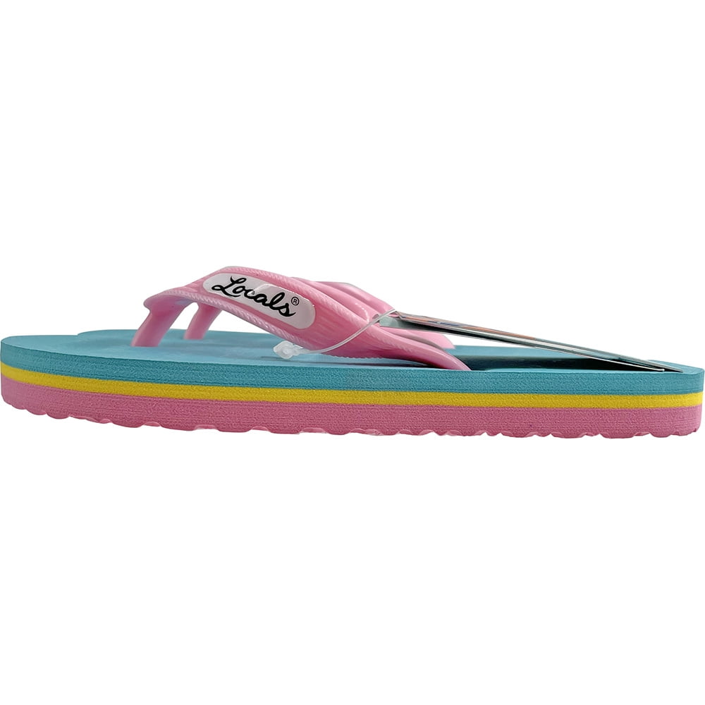 Locals Hawaii Girls Stripe Slipper, Assorted Colors, 6.5 Inch Sole