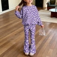 thumbnail image 2 of Grblisyd Girls 2 Piece Fall Outfits Cute Cartoon Print Crew Neck Long Sleeve Shirts & Flared Pants Clothing Set Size 10-12, 2 of 7
