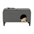 thumbnail image 3 of Paws & Purrs 32″ Wide Modern Dual-Purpose Ottoman & Multi-Cat Bed – Stylish 2-in-1 Footstool & Cozy Hideaway for Multiple Cats – Removable Cushioned Top, Hidden Storage, Grey, 3 of 12