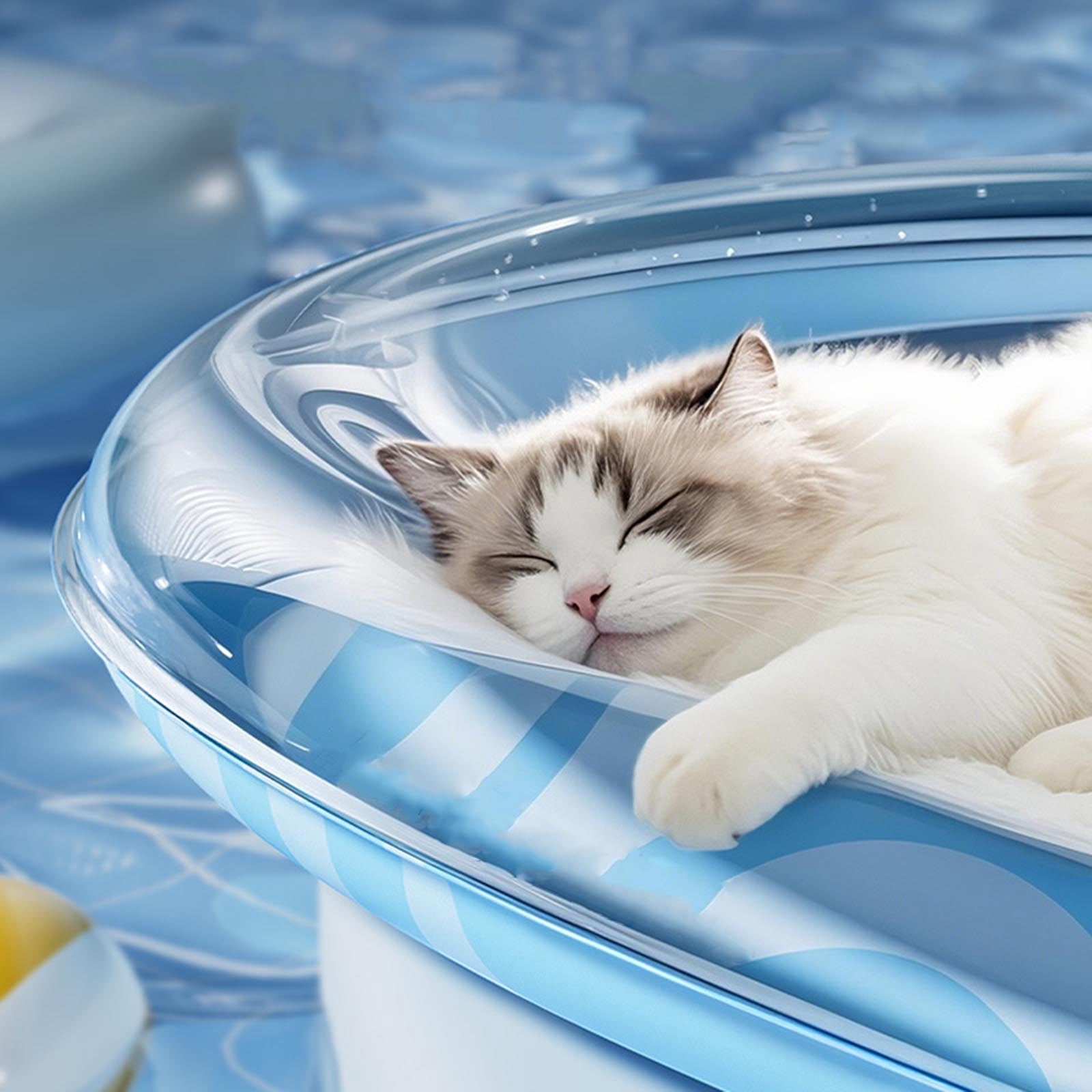 Pet Cooling Pad for Dogs & Cats Thick Waterproof Stain-Resistant Water Mat with Sensory Floating Fish Interactive Play Mat for Summer Indoor Outdoor Travel Use