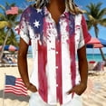 thumbnail image 2 of WERYOUNG Patriotic Button Down Shirts For Women Short Sleeve Red White & Blue Print Blouses Independence Day USA Festival Shirt Soft Top L, 2 of 4