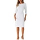 thumbnail image 2 of Vestido vintage de estilo CHIC para mujer, con mangas 3/4, vestido ajustado para el trabajo, color blanco, 2 of 6