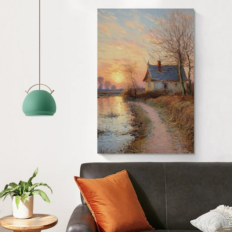 Alfred Sisley Art poster シスレー Alfred Sisley -Bridge and Water Mill of Moret in Summer