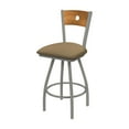 thumbnail image 2 of XL 830 Voltaire 36" Swivel Counter Stool with Black Wrinkle Finish, Natural Back, and Rein Coffee Seat, 2 of 2