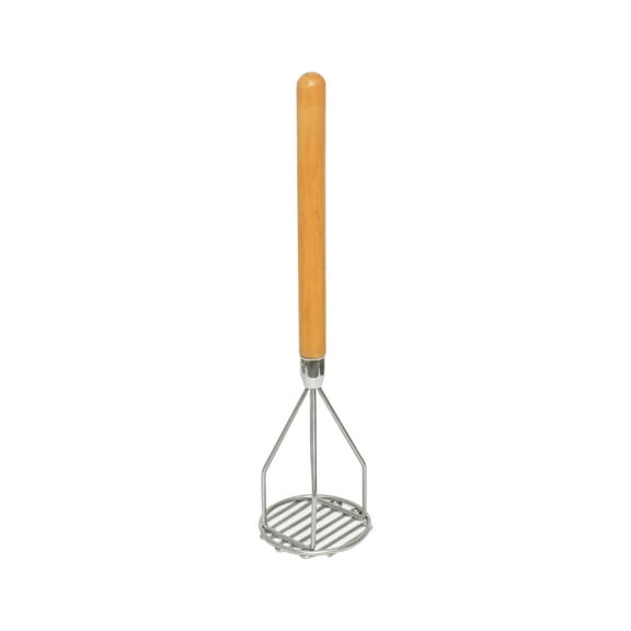 Excellante 18" round chrome plated potato mashers with wood handle, comes in each