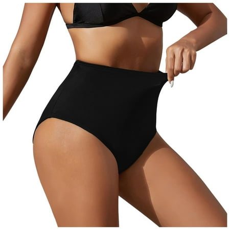 Xudanell Women Front Twist Bikini Bottom Moderate High Waist Hipster Cut Bathing Suit Bottoms Ruched Swimsuit Bottom Spring Summer Sexy Bottom Swim Pants (Black M)