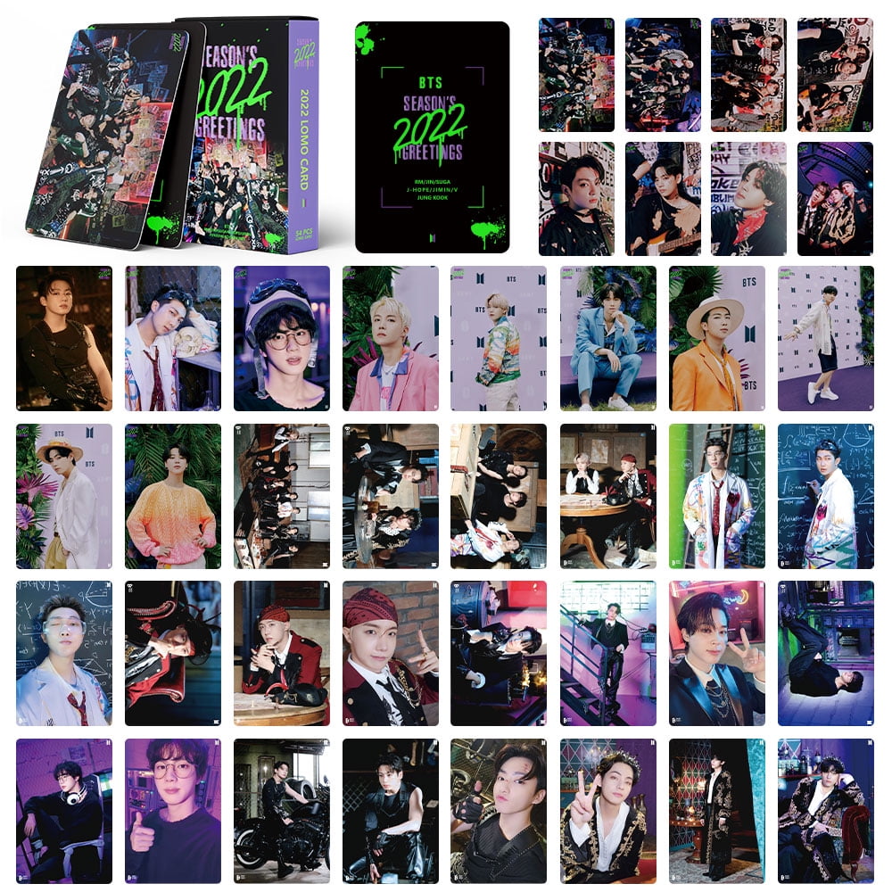 54Pcs Kpop Bangtan Boys Photocards Bangtan Boys Lomo Cards Bangtan Boys 2022 Season's Greetings Album Cards Bangtan Boys Photocards Pack Gift for Army