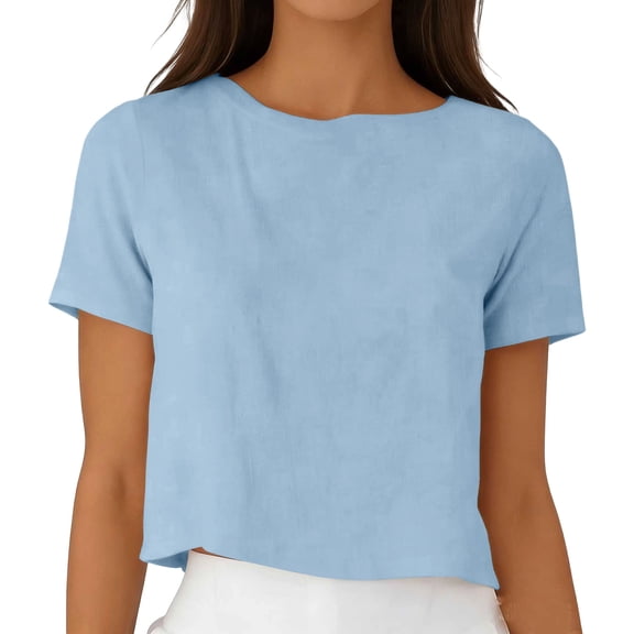 Kezqiaxn Clothes for Women Summer Tops Plus Size Fashion Crew Neck Short Sleeve Shirts Business Dressy Casual Work Blouses