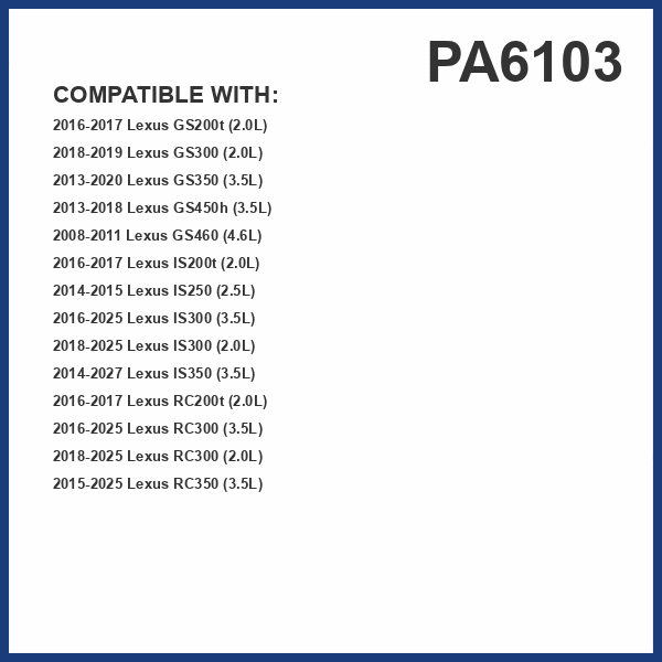 PG Engine Air Filter PA6103 | Fits 2014-2025 Lexus IS350, 2016-2025 IS300, 2015-2024 RC350, 2016-2024 RC300, 2013-2020 GS350, 2014-2015 IS250, 2016-2017 IS200t, RC200t, GS200t