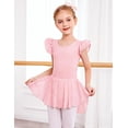 thumbnail image 4 of Oudiya Girls Ballet Dress Ruffle Sleeve Dance Leotard with Skirt Criss Cross Back Dance Clothes for Kids 3-4Y, 4 of 9