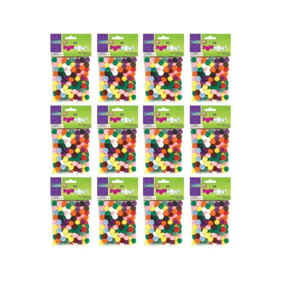 Pacon CK-811401-12 0.5 in. Creativity Street Pom Pons, Assorted - Pack of 12