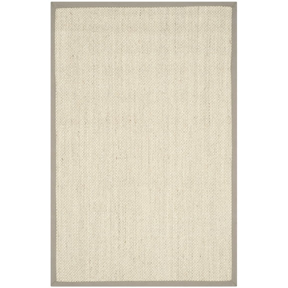SAFAVIEH Natural Fiber Kentigern Border Seagrass Area Rug, Marble/Khaki, 4' x 6'
