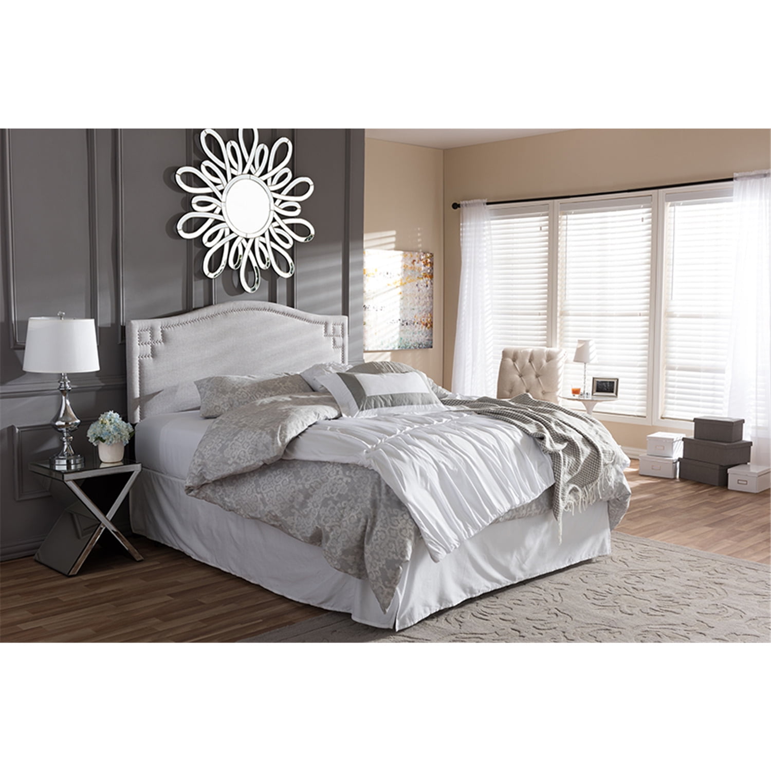 Aubrey Upholstered Queen Headboard in Dark Gray