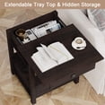 thumbnail image 3 of REDAYFUR Set of 2 End Table with Charging Station and Sliding Top Storage,Wooden Nightstand for Bedroom,Cherry, 3 of 10