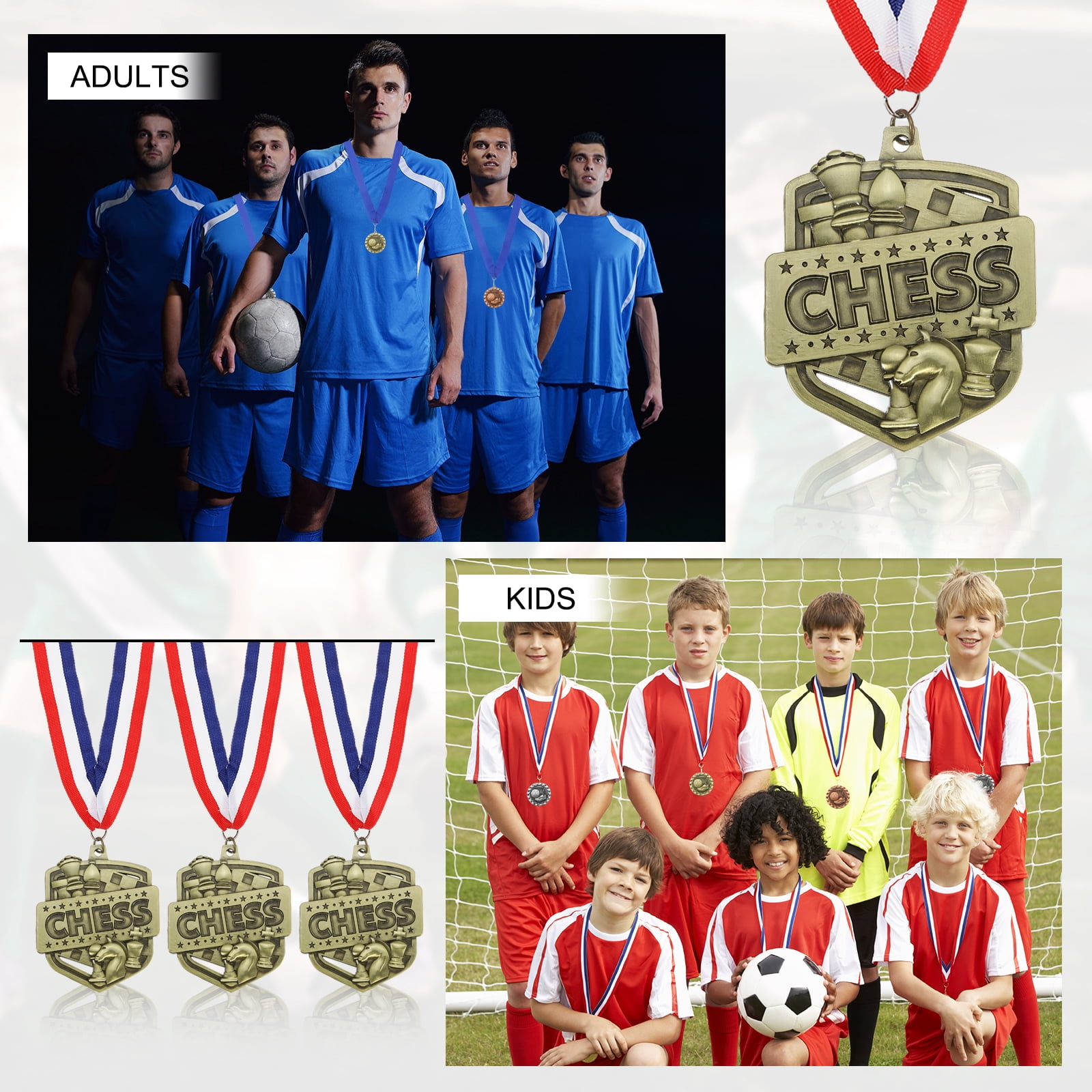Uxcell  Tournament Award Medals with Ribbons, Winner Medals Prizes for Competitions Sports Party Gold