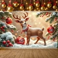 thumbnail image 3 of Reindeer Theme Christmas Banner Red Color Reindeer Banner Snowflake Design Christmas Ornament Xmas Banner for Christmas Party Xmas Celebration Winter Holiday, 3 of 8