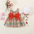 thumbnail image 2 of Felwors Bambin Filles Sans Manches Bowknot Imprimé Floral Volants Princesse Robe Danse Partie Robes Vêtements, 2 of 9
