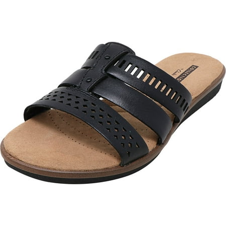 unstructured by clarks black open back leather sandals