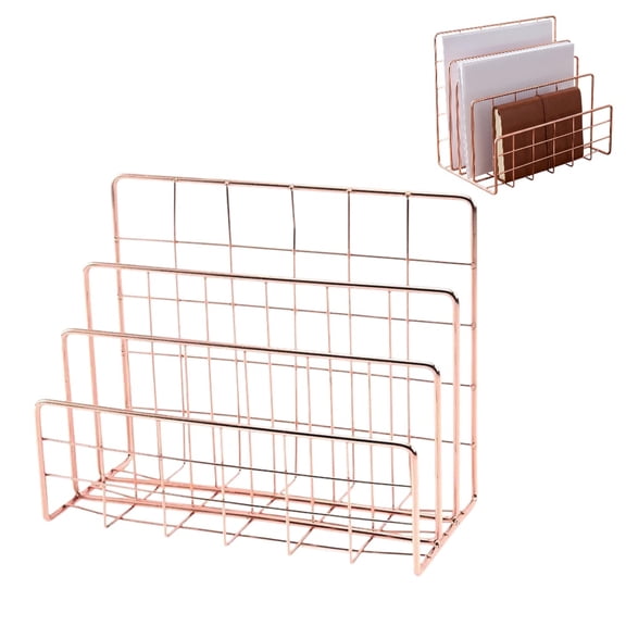 1pc Desk File Document Letter Iron Organizer Rack Office Tabletop Organizer