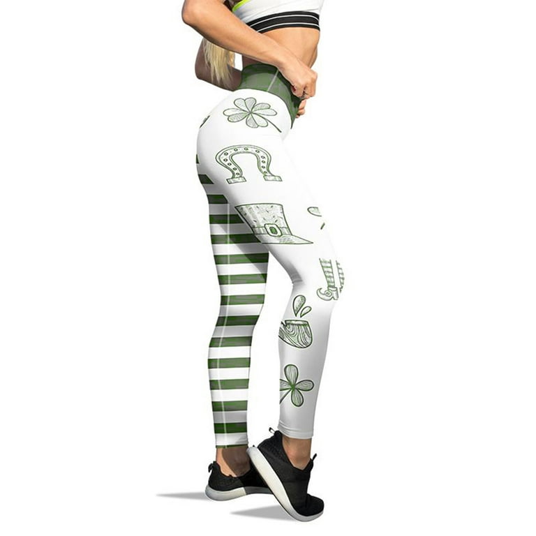 EHQJNJ Yoga Pants Women's Paddystripes Good Luck Green Pants Print